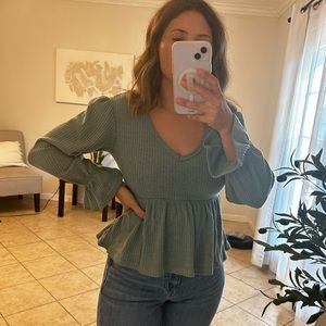 Mint green peplum top